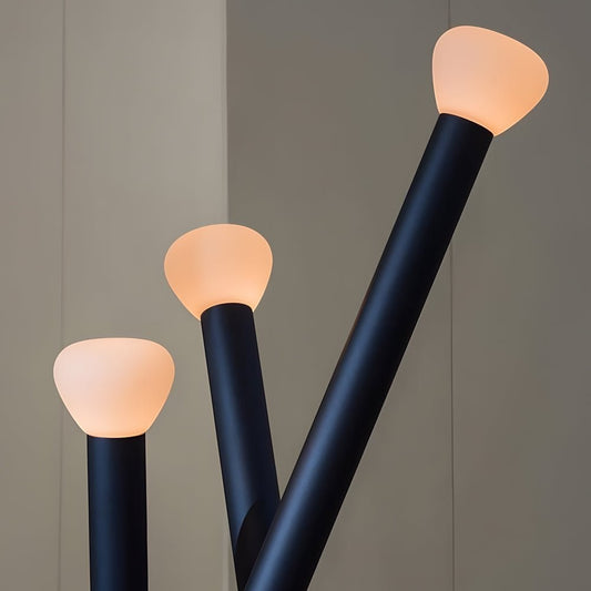 3-Light Crossed Black Stick LED Floor Lamp | Minimalist Architectural