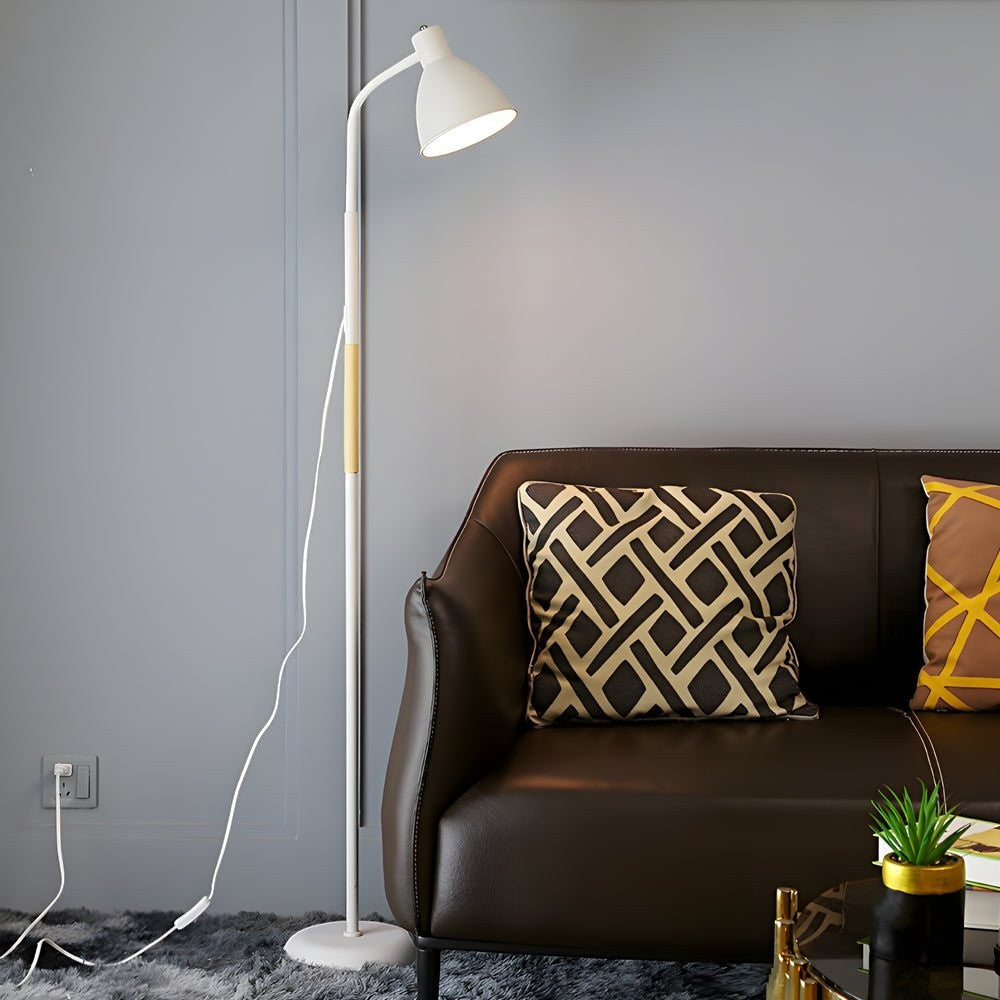 59-Inch Wood Accent Metal Arc Task Floor Lamp | Black or White