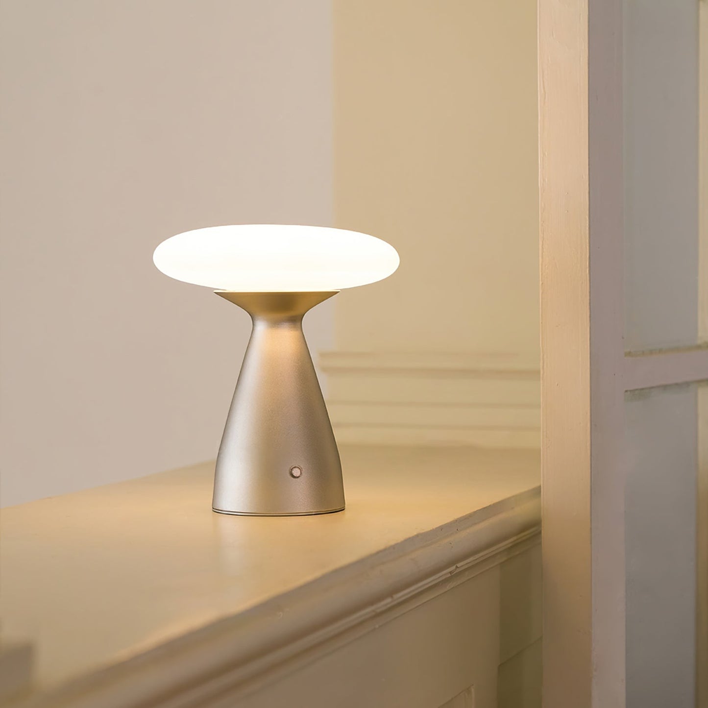 Rechargeable Metal & Glass Cordless Table Lamp | Sleek Ambient LED