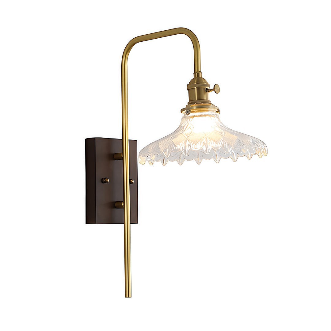 Japanese Retro Rubberwood & Iron Wall Light | E27 Three-Color Glass