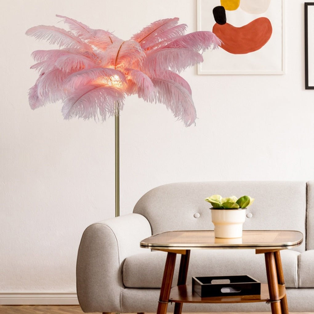 30 Inch Statement Ostrich | Feather Decorative Accent Floor Lamp