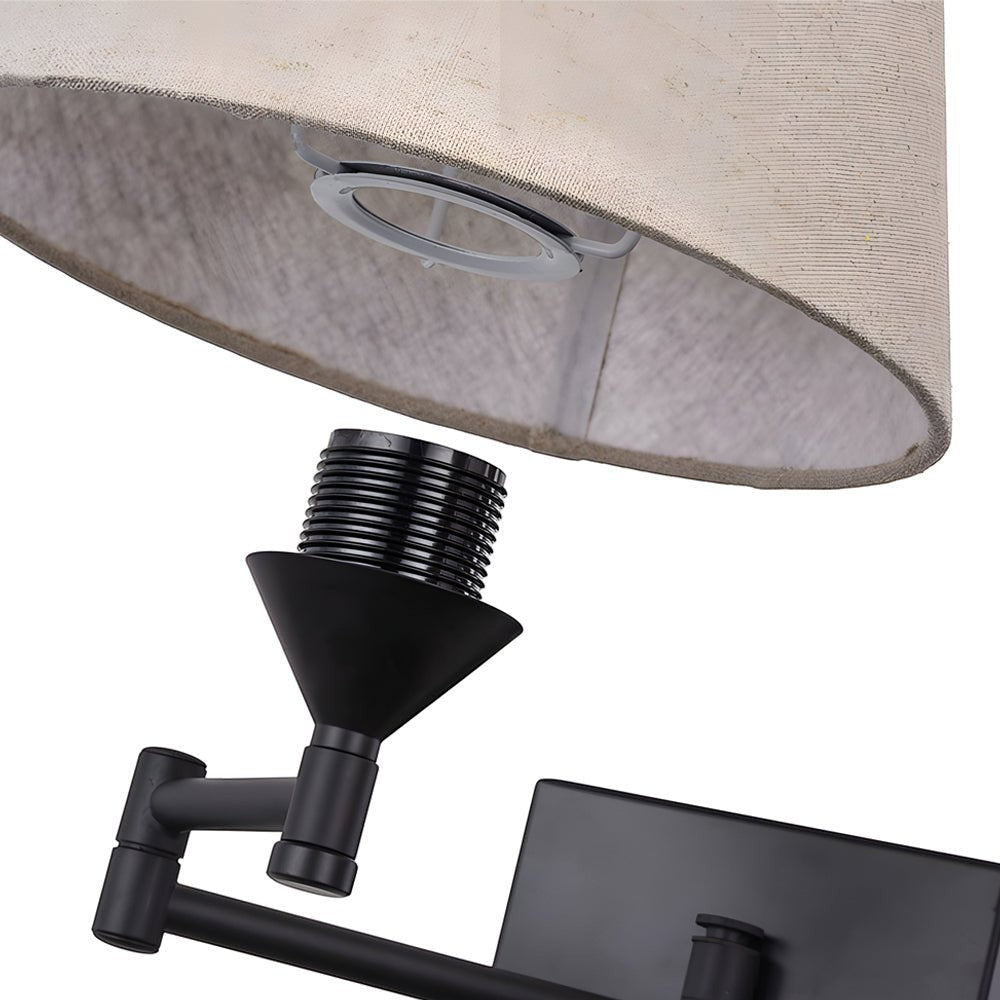American style Swing Arm Wall Lamp | Fabric Shade Iron Light