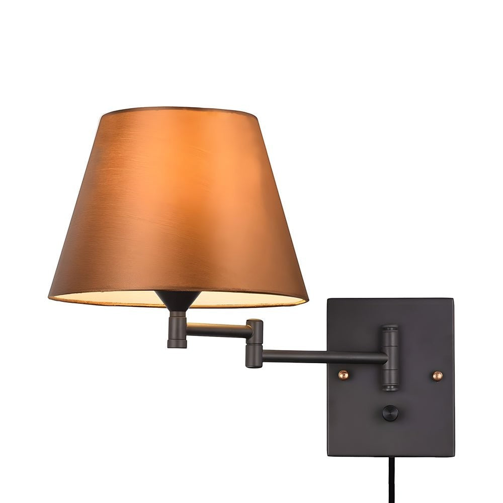 American style Swing Arm Wall Lamp | Fabric Shade Iron Light