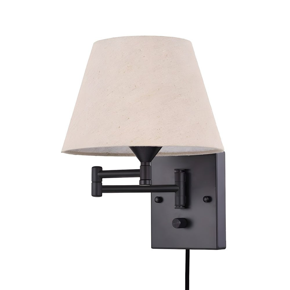 American style Swing Arm Wall Lamp | Fabric Shade Iron Light