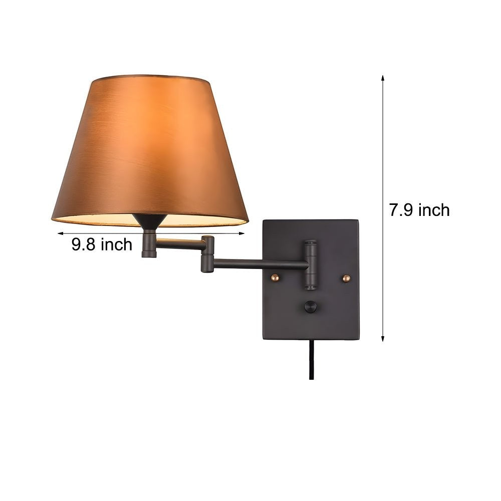 American style Swing Arm Wall Lamp | Fabric Shade Iron Light
