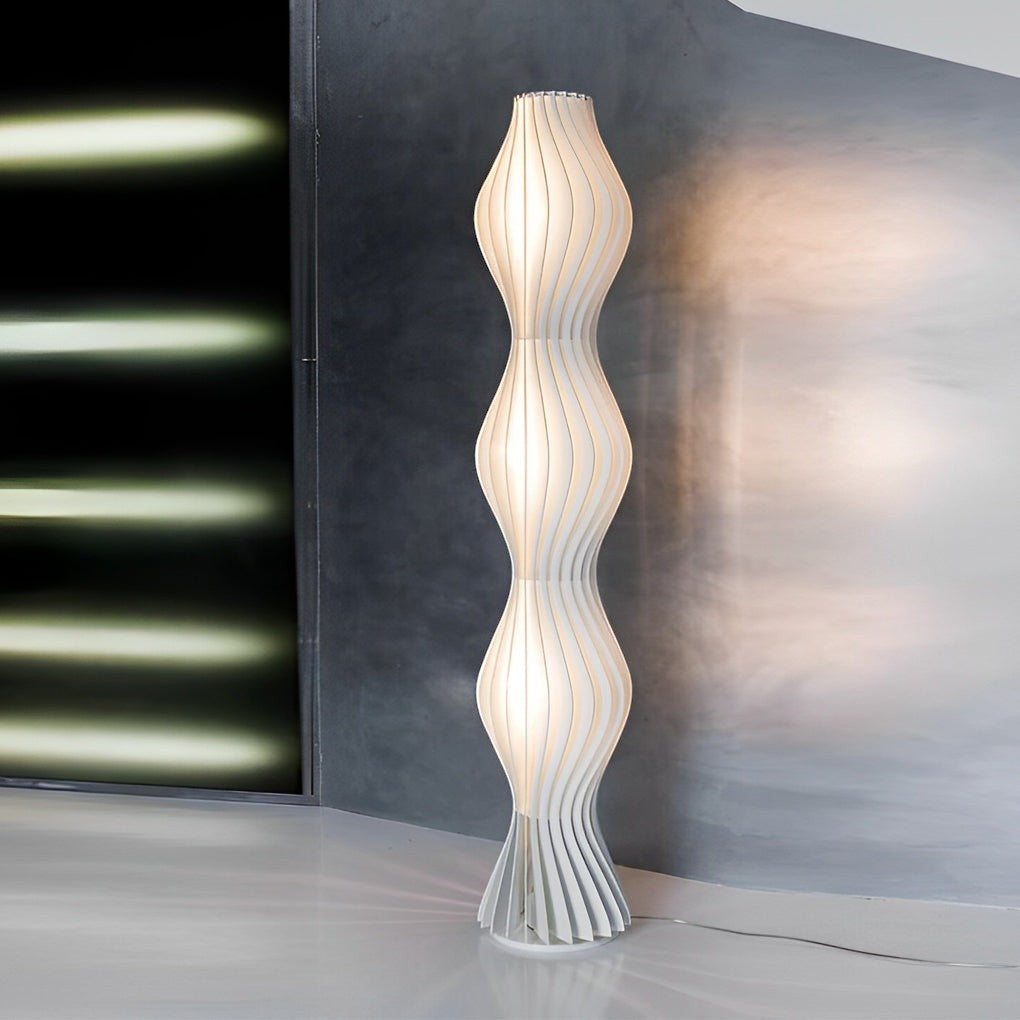 22-Wave Acrylic Coastal LED Floor Lamp | White Sculptural Ambient