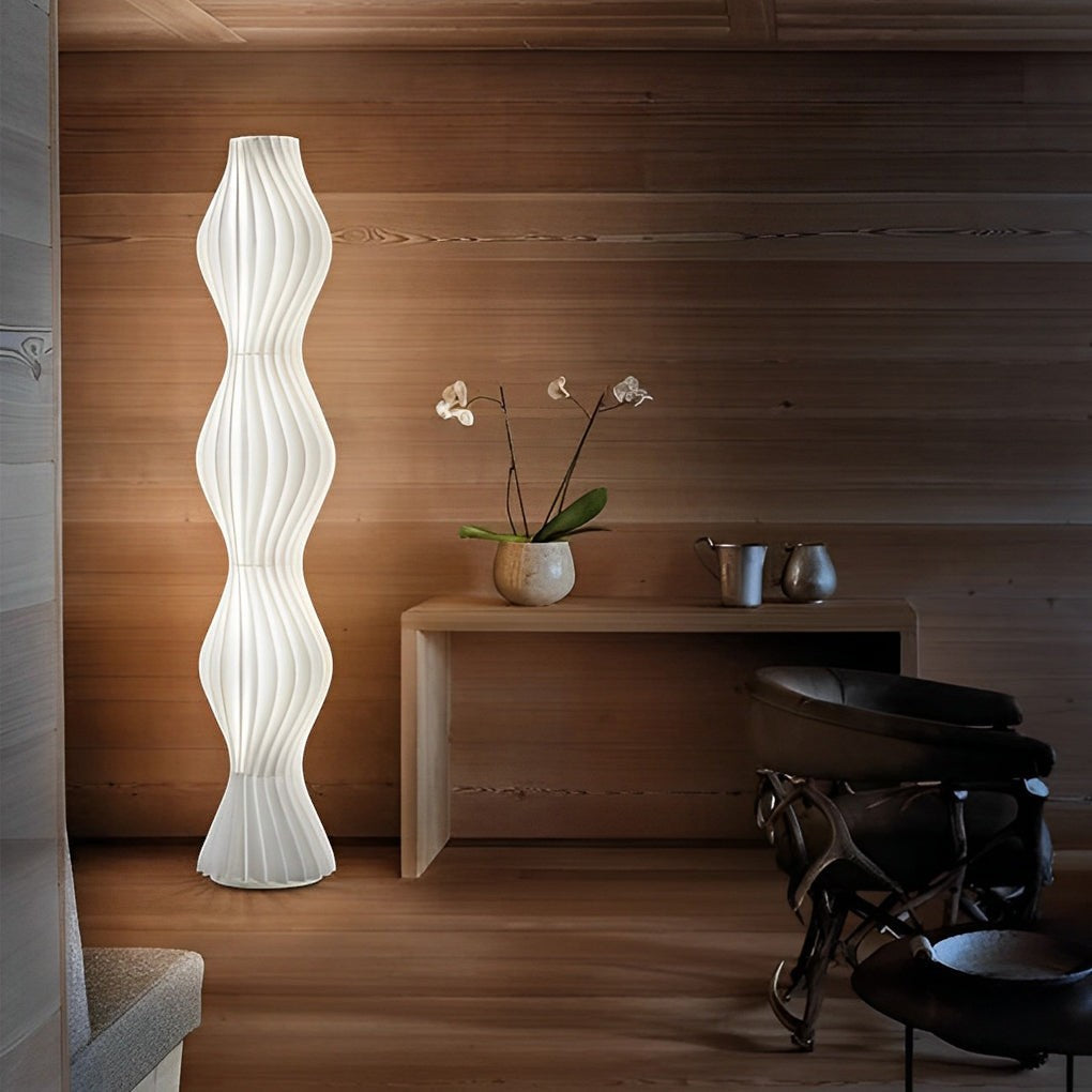 22-Wave Acrylic Coastal LED Floor Lamp | White Sculptural Ambient