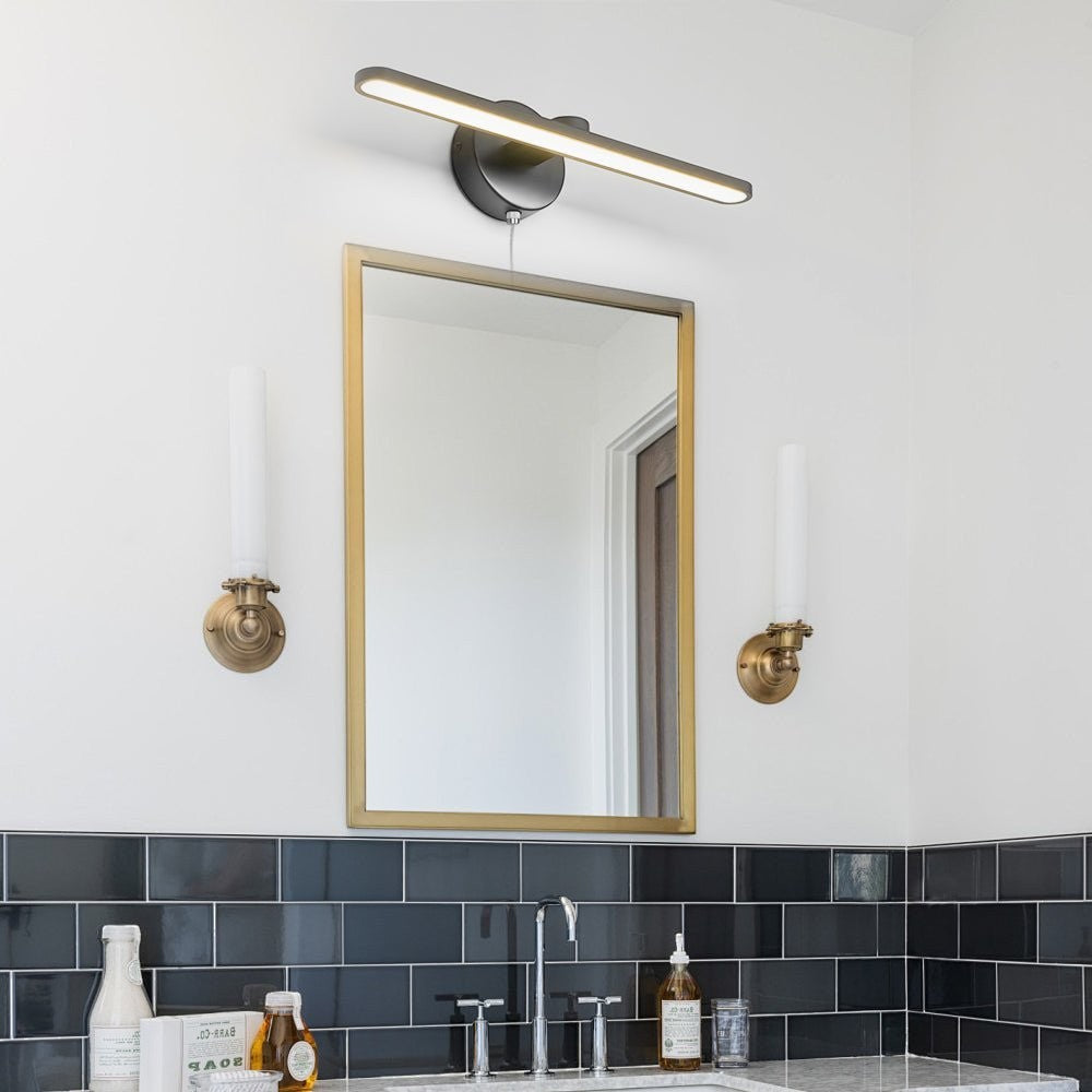 15.74'' Modern LED Linear Vanity Lights | Pull Rope Switch Bathroom Lighting in Black/Bronze
