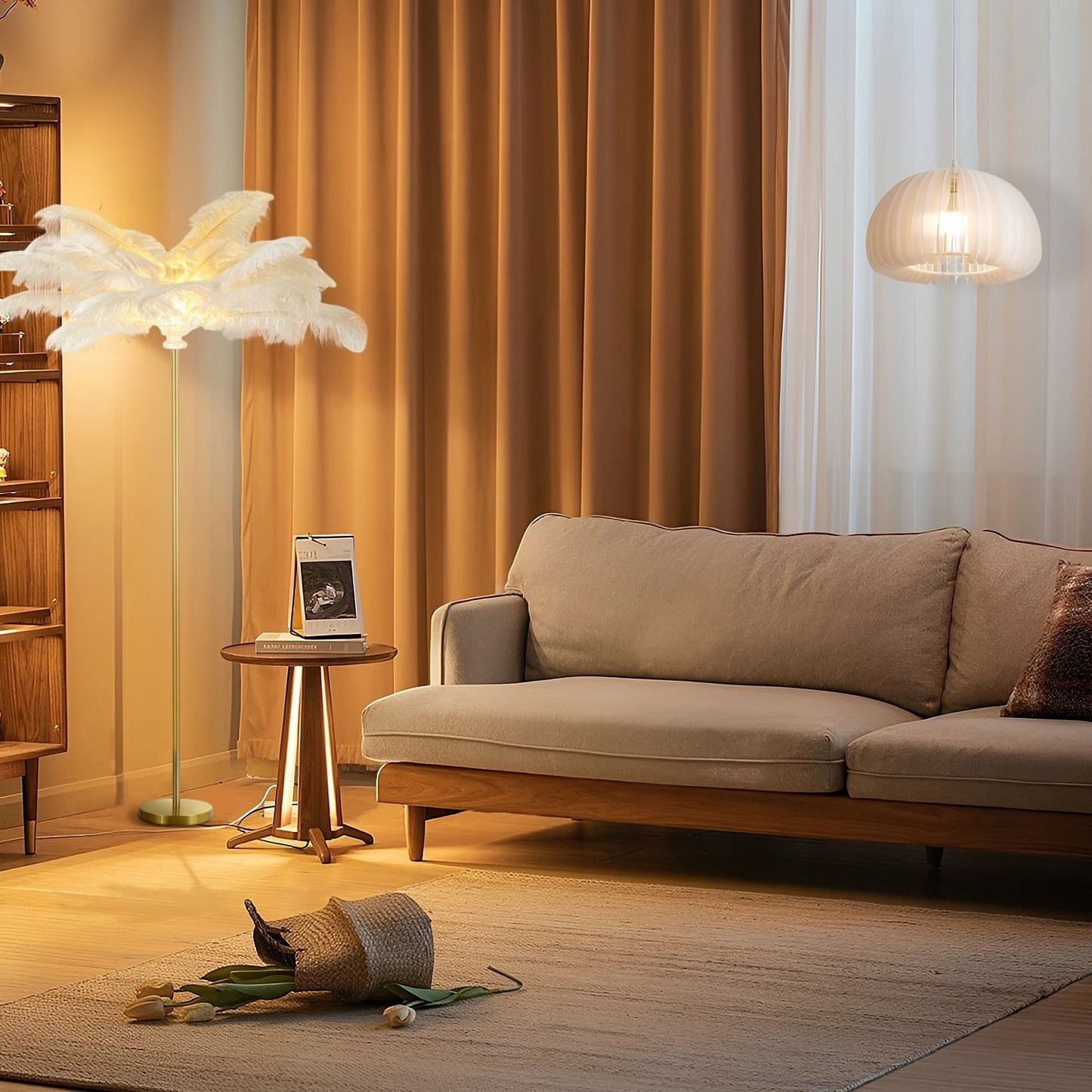 30 Inch Statement Ostrich | Feather Decorative Accent Floor Lamp