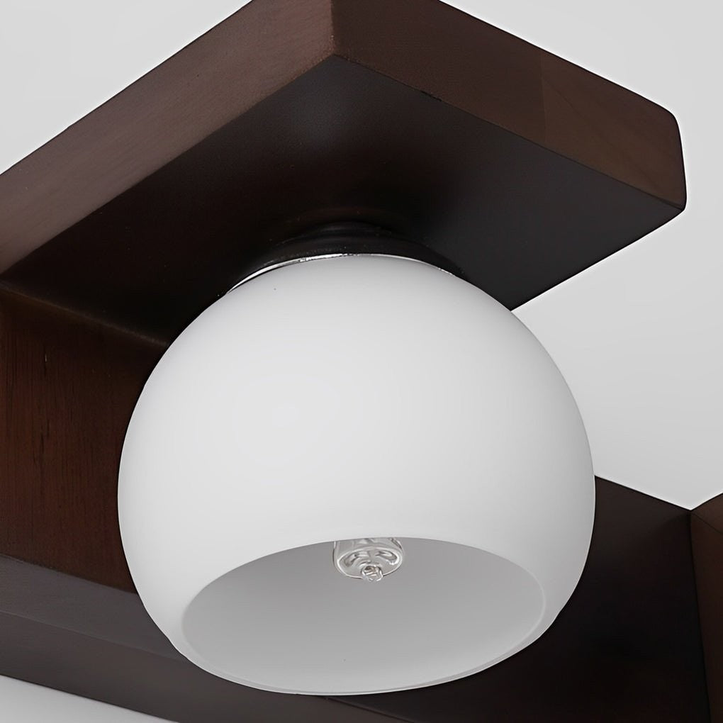 2/3-Light Wood Bathroom Vanity Light | Adjustable Iron Spotlight & Fixed Glass Shades