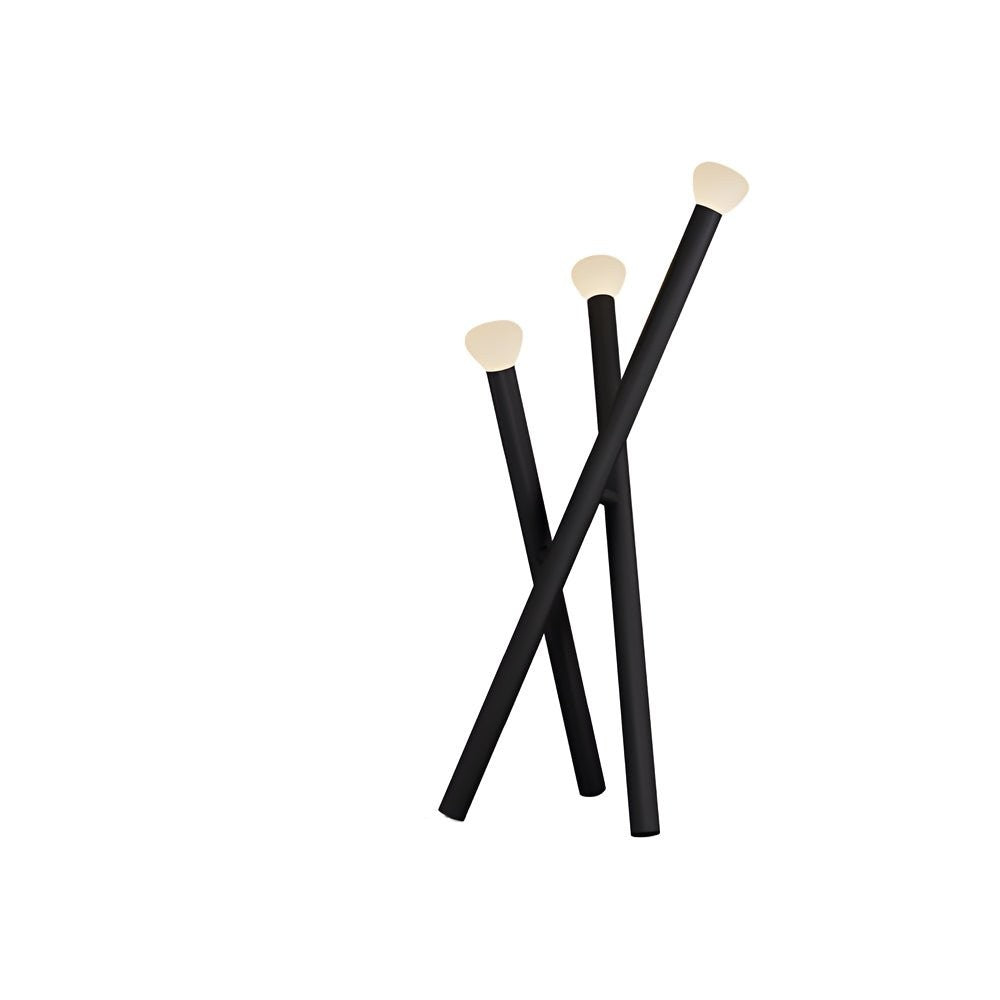 3-Light Crossed Black Stick LED Floor Lamp | Minimalist Architectural
