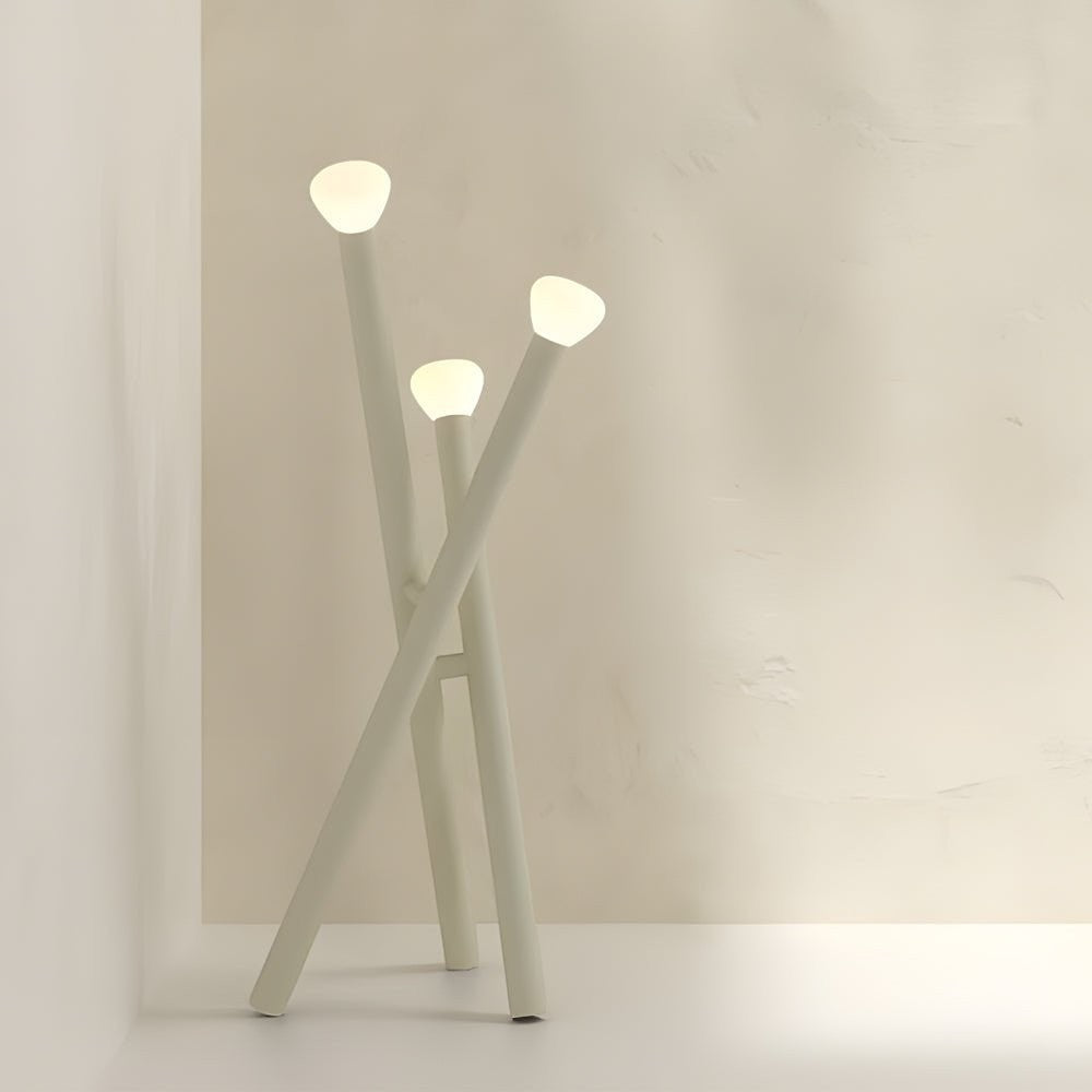 3-Light Crossed Black Stick LED Floor Lamp | Minimalist Architectural