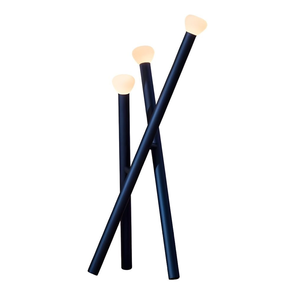 3-Light Crossed Black Stick LED Floor Lamp | Minimalist Architectural
