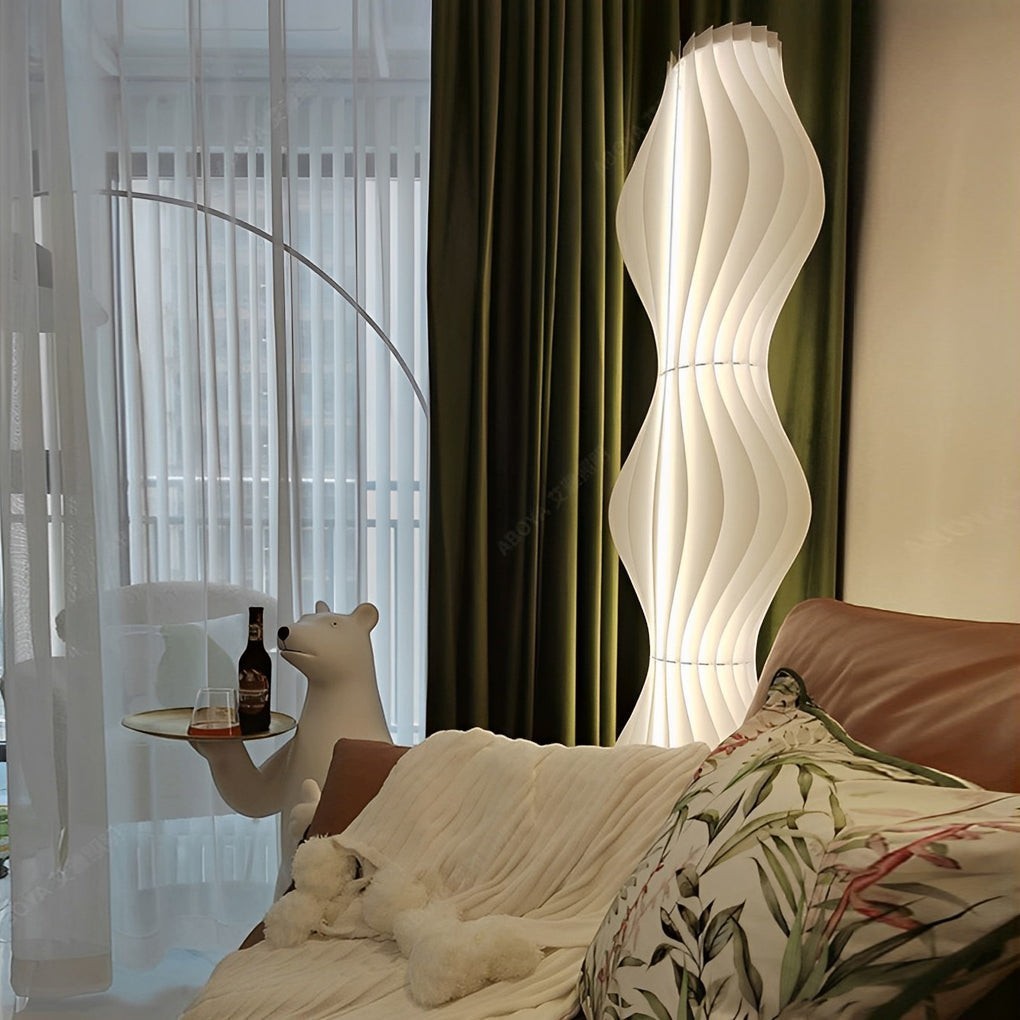 22-Wave Acrylic Coastal LED Floor Lamp | White Sculptural Ambient