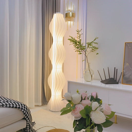 22-Wave Acrylic Coastal LED Floor Lamp | White Sculptural Ambient