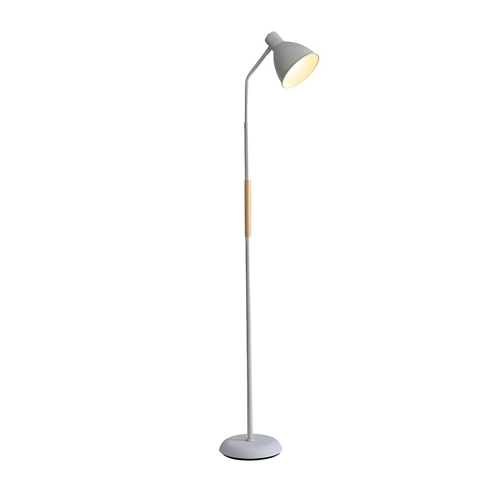 59-Inch Wood Accent Metal Arc Task Floor Lamp | Black or White