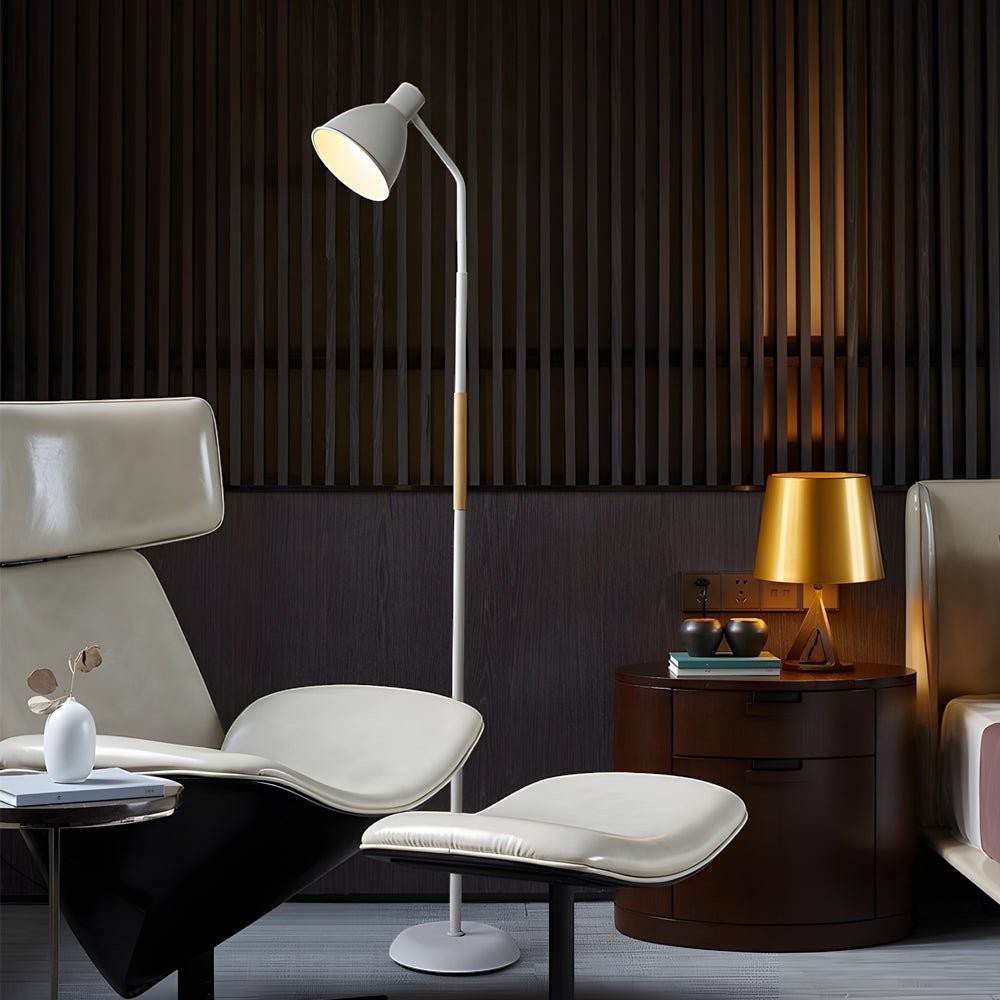 59-Inch Wood Accent Metal Arc Task Floor Lamp | Black or White