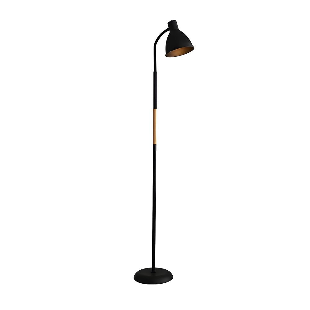 59-Inch Wood Accent Metal Arc Task Floor Lamp | Black or White