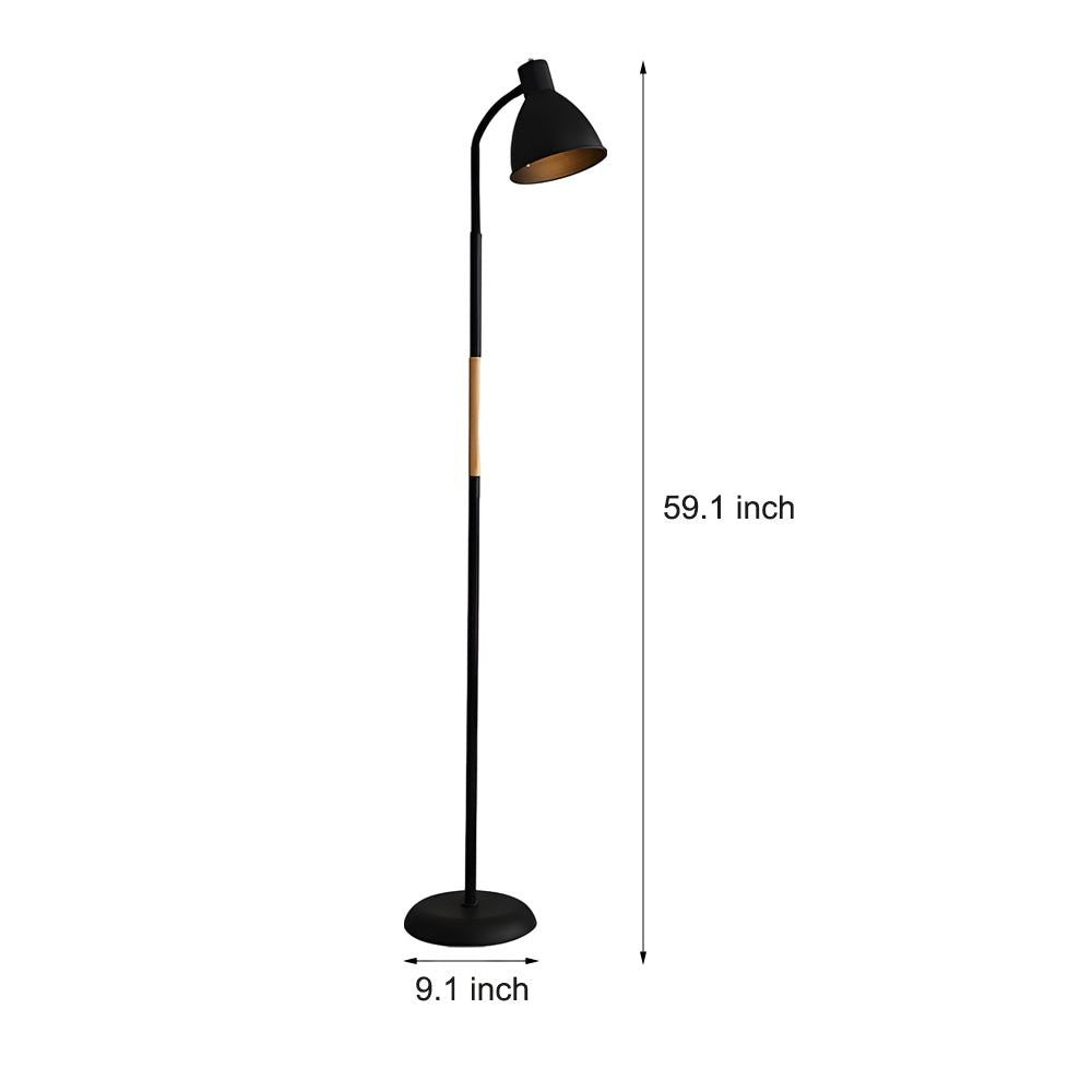 59-Inch Wood Accent Metal Arc Task Floor Lamp | Black or White