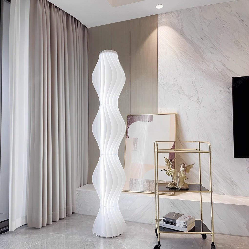 22-Wave Acrylic Coastal LED Floor Lamp | White Sculptural Ambient