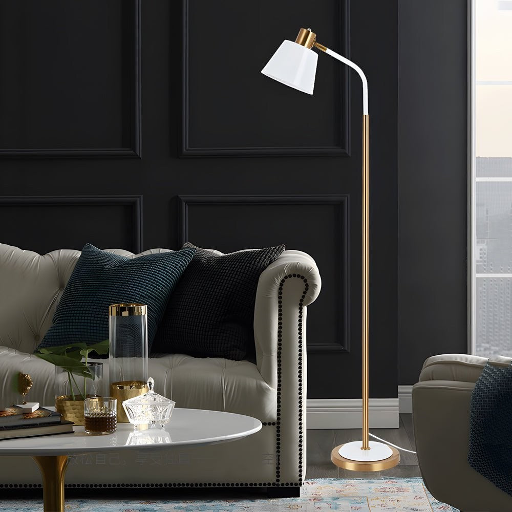 62-Inch Black-Gold or White-Gold Rotatable Cone Reading Floor Lamp