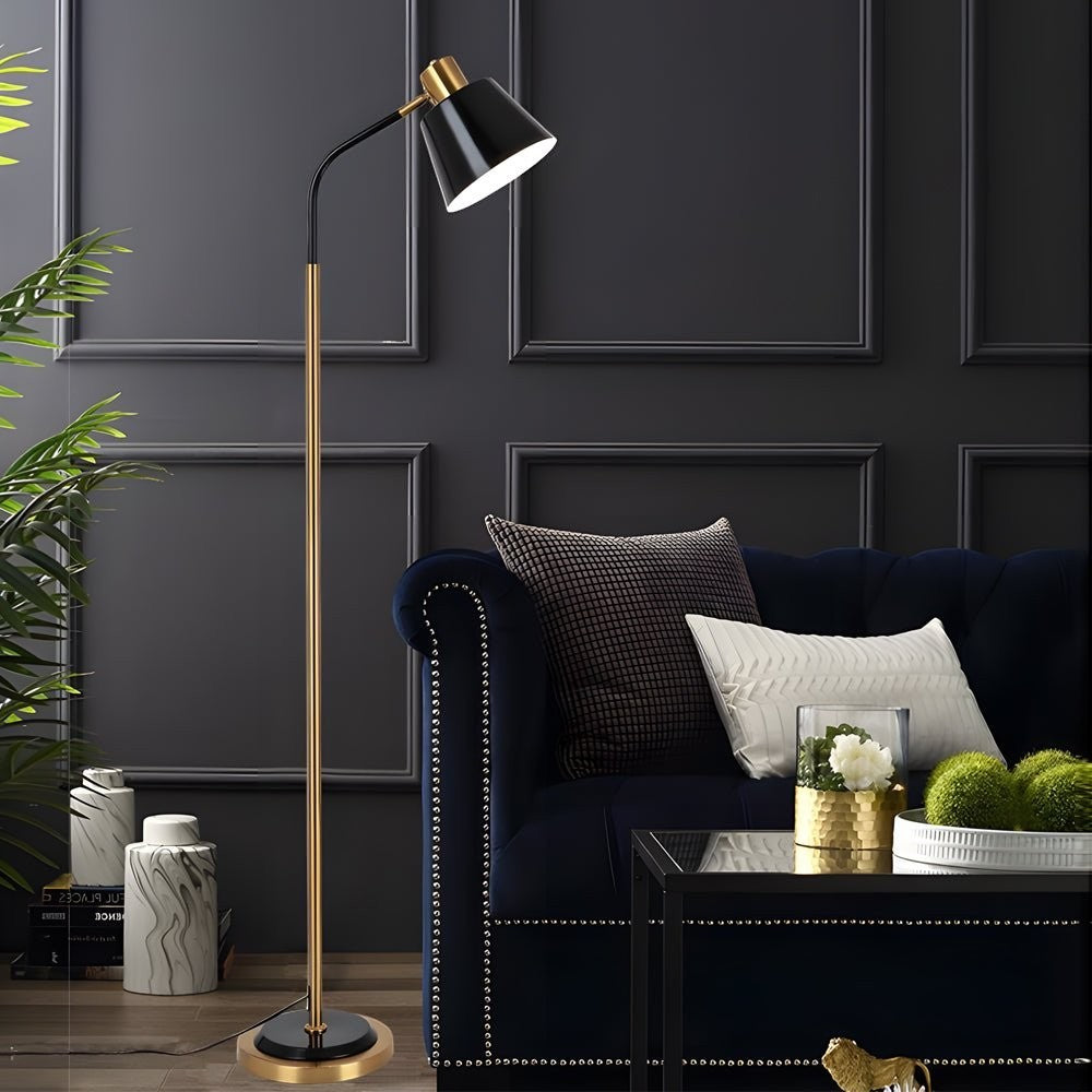 62-Inch Black-Gold or White-Gold Rotatable Cone Reading Floor Lamp