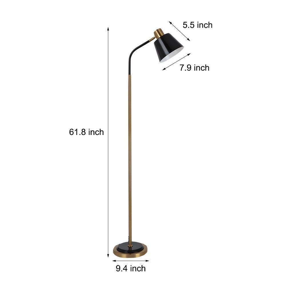 62-Inch Black-Gold or White-Gold Rotatable Cone Reading Floor Lamp