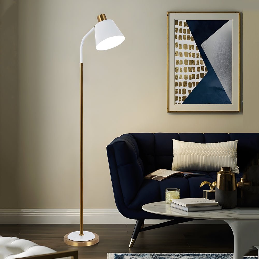 62-Inch Black-Gold or White-Gold Rotatable Cone Reading Floor Lamp
