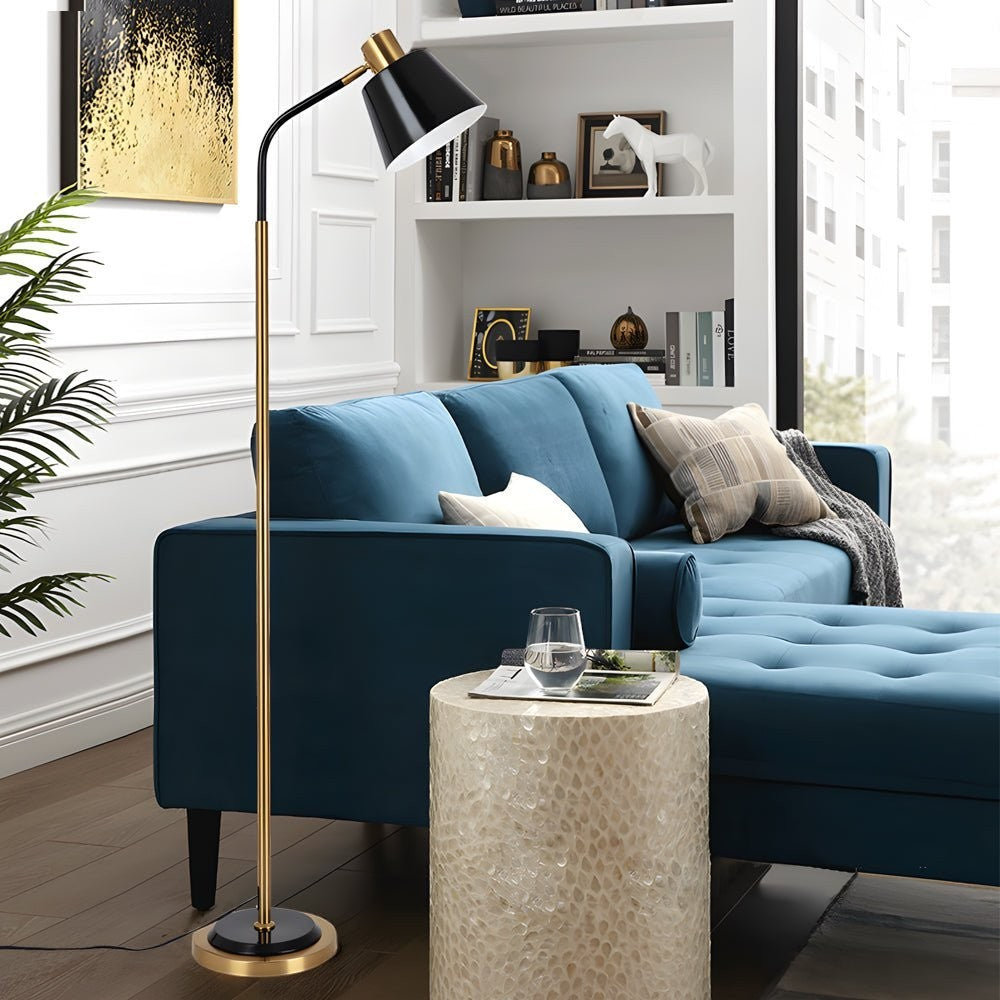 62-Inch Black-Gold or White-Gold Rotatable Cone Reading Floor Lamp