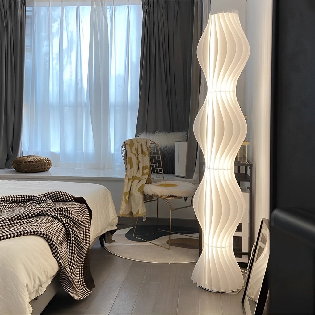 22-Wave Acrylic Coastal LED Floor Lamp | White Sculptural Ambient
