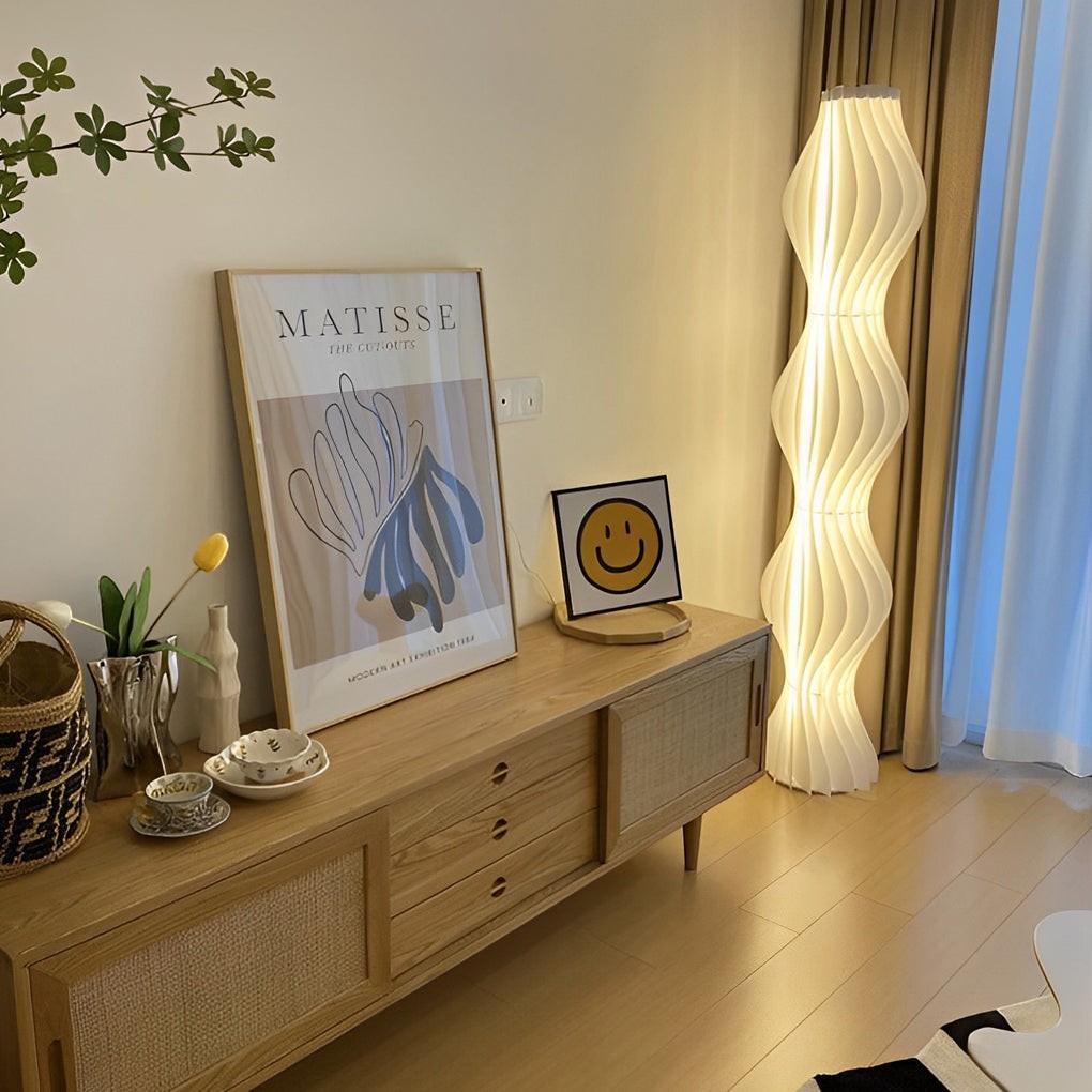 22-Wave Acrylic Coastal LED Floor Lamp | White Sculptural Ambient