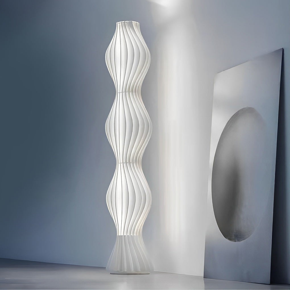 22-Wave Acrylic Coastal LED Floor Lamp | White Sculptural Ambient