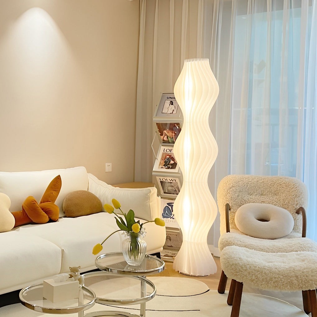 22-Wave Acrylic Coastal LED Floor Lamp | White Sculptural Ambient