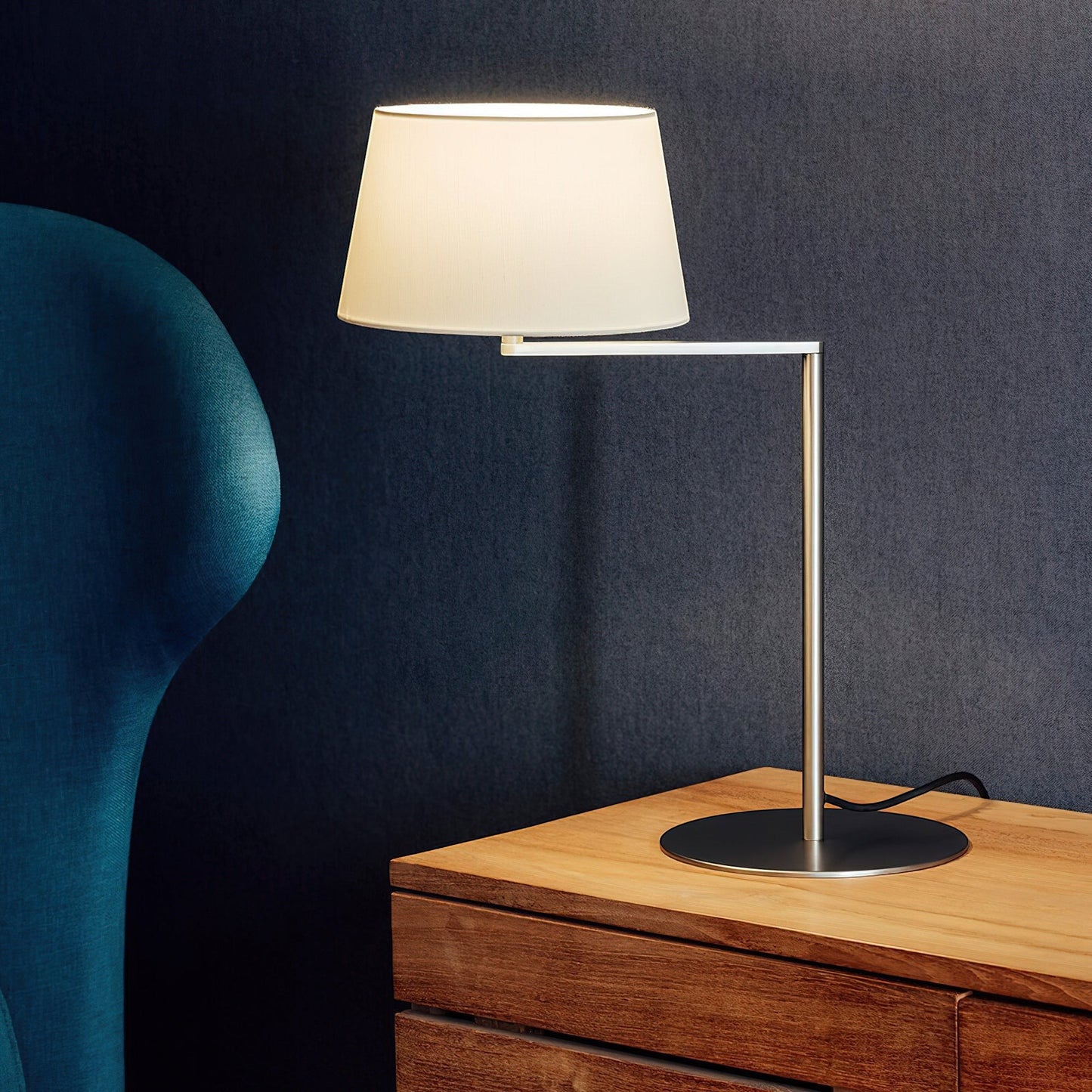 Hansen 1950 Swing-Arm Table Lamp | Right-Angle Arm Traditional Shade