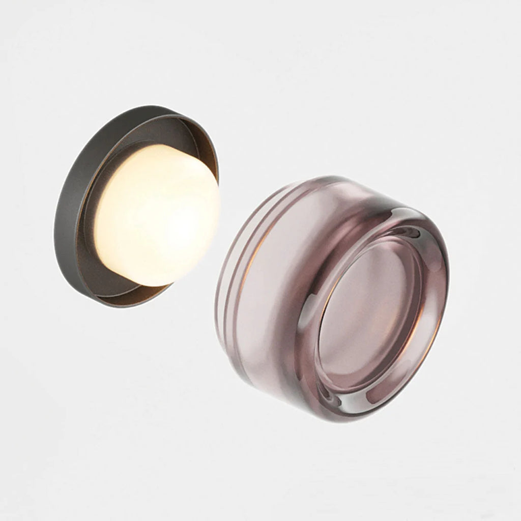 Compact Curved Wall Light - Inner Fitting and Smoke Cover Separated