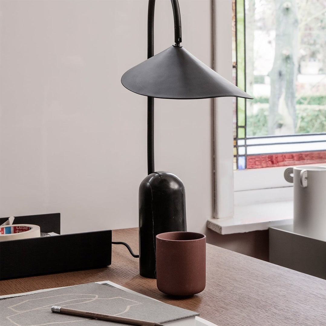 Marble Pill-Base Floating Petal Shade Table Lamp | Desk Sideboard