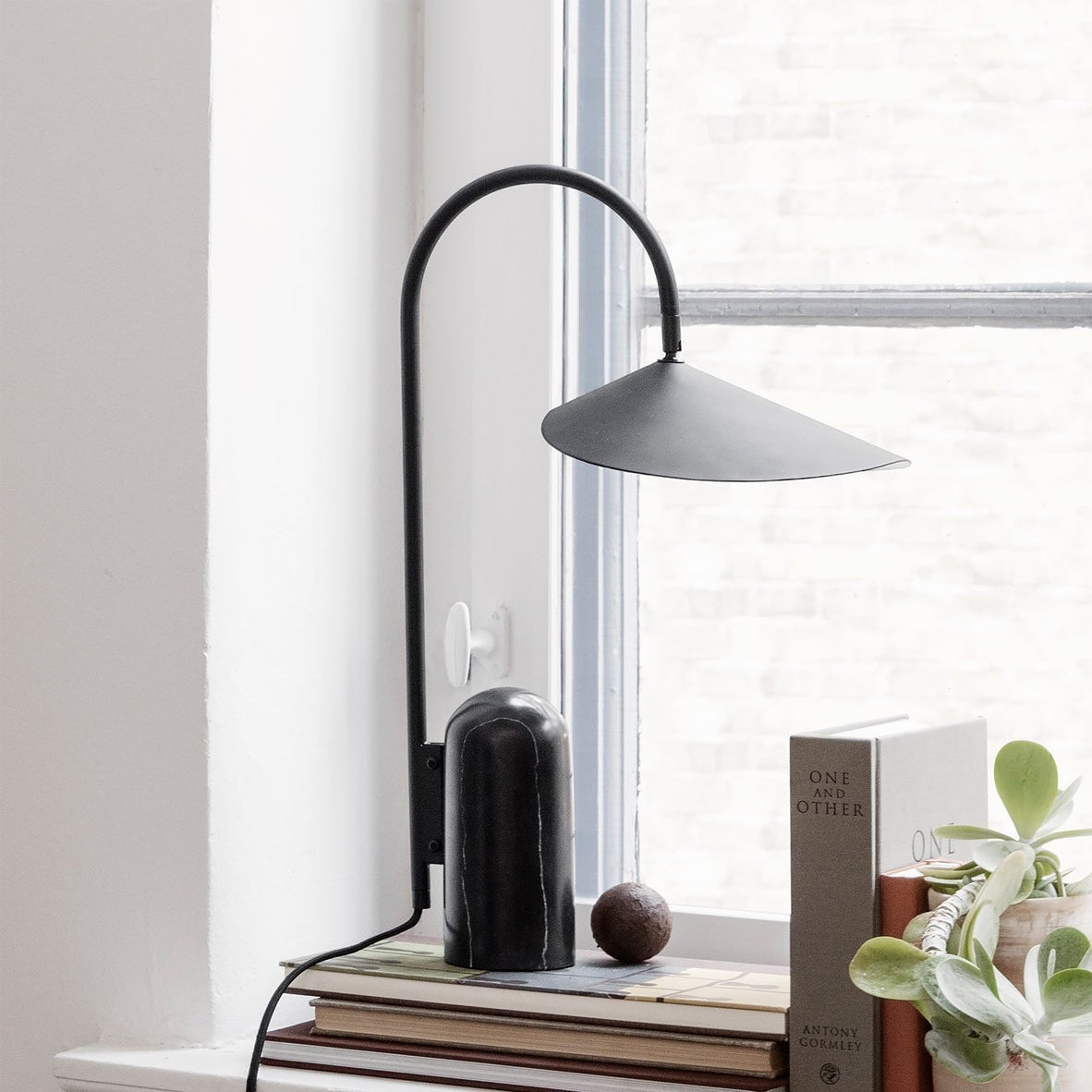 Marble Pill-Base Floating Petal Shade Table Lamp | Desk Sideboard