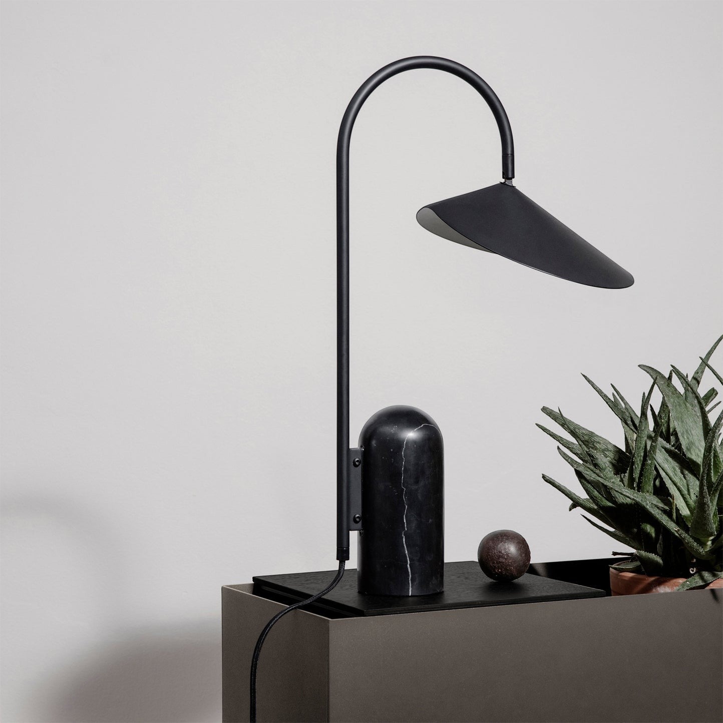 Marble Pill-Base Floating Petal Shade Table Lamp | Desk Sideboard
