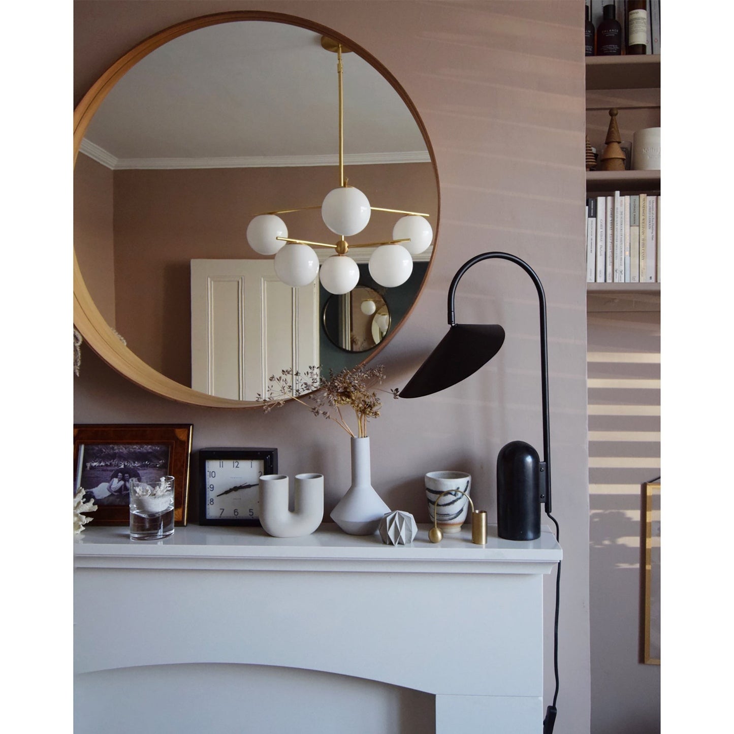 Marble Pill-Base Floating Petal Shade Table Lamp | Desk Sideboard