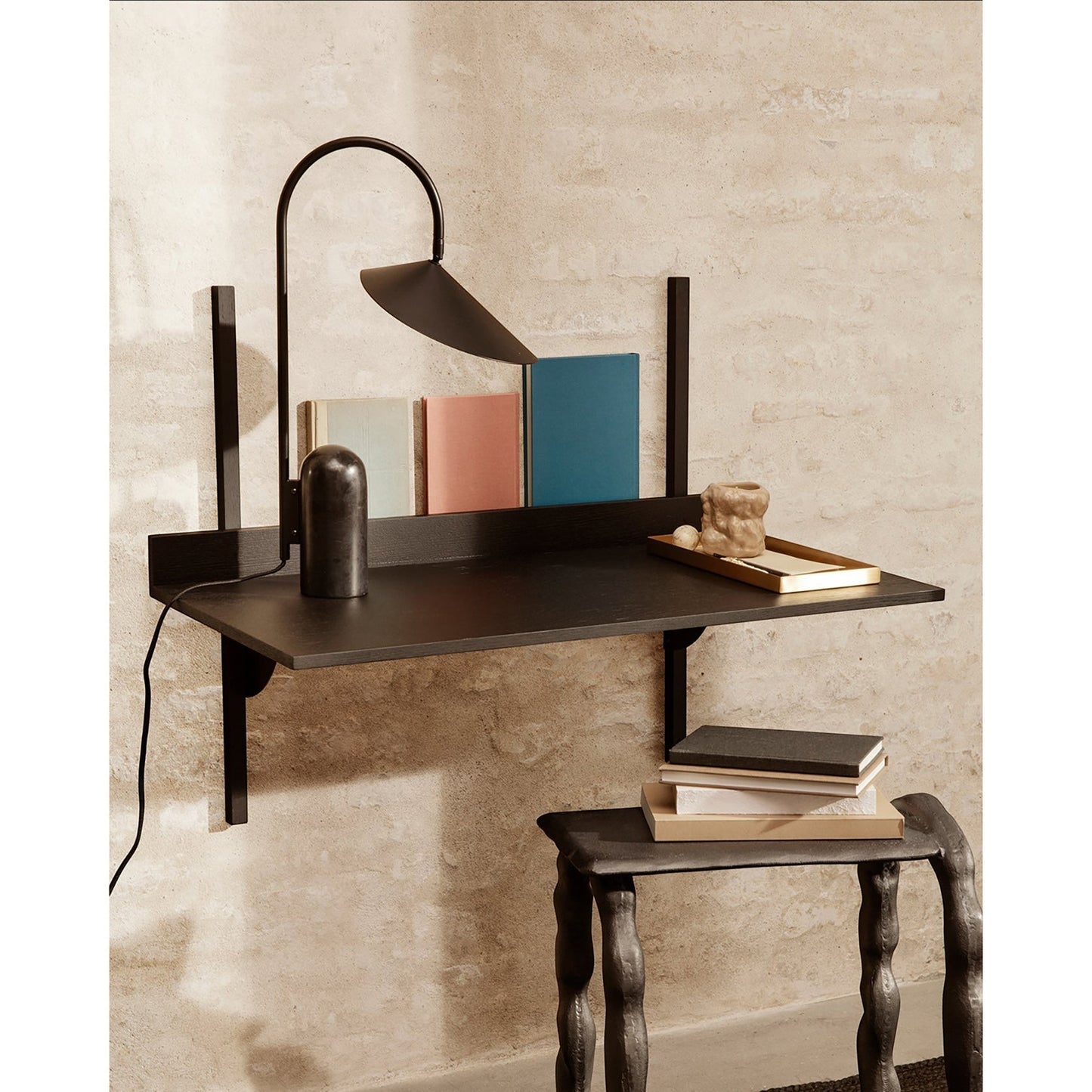 Marble Pill-Base Floating Petal Shade Table Lamp | Desk Sideboard