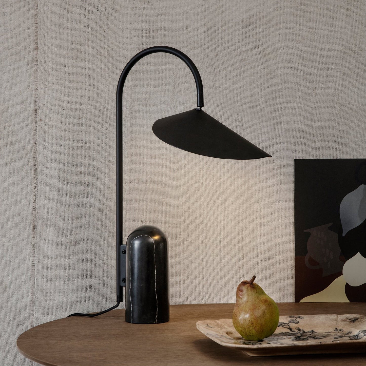 Marble Pill-Base Floating Petal Shade Table Lamp | Desk Sideboard