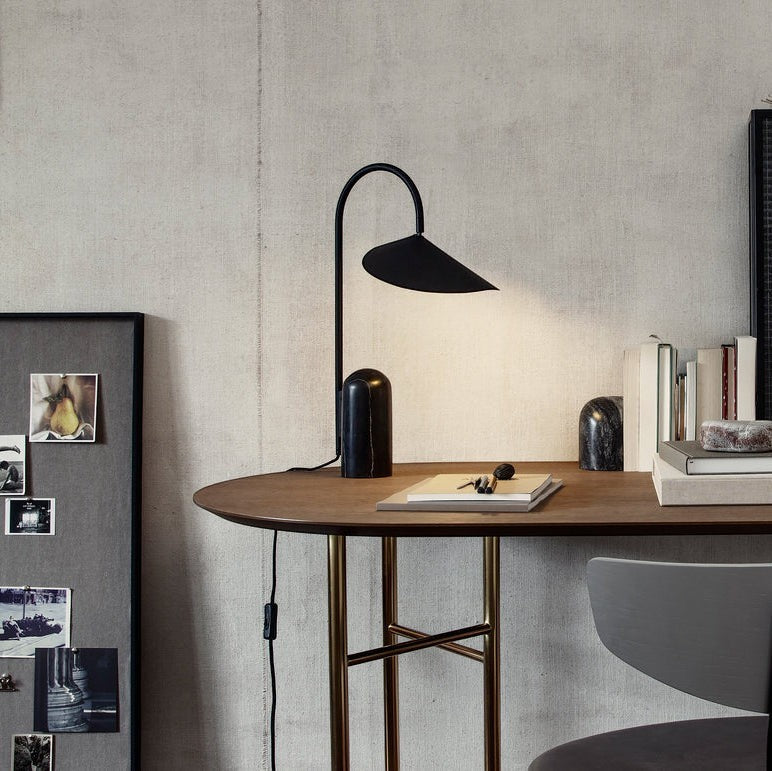 Marble Pill-Base Floating Petal Shade Table Lamp | Desk Sideboard