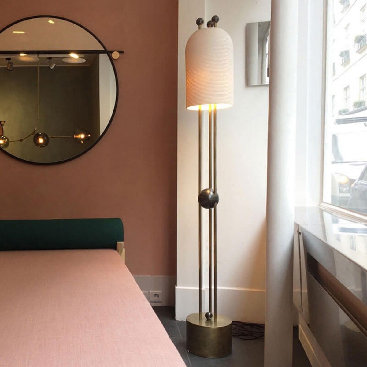 25cm Iron & Glass Scandinavian Floor Lamp | 61cm Slim Nordic E26