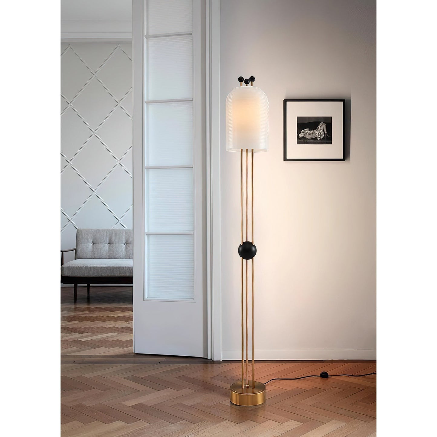25cm Iron & Glass Scandinavian Floor Lamp | 61cm Slim Nordic E26