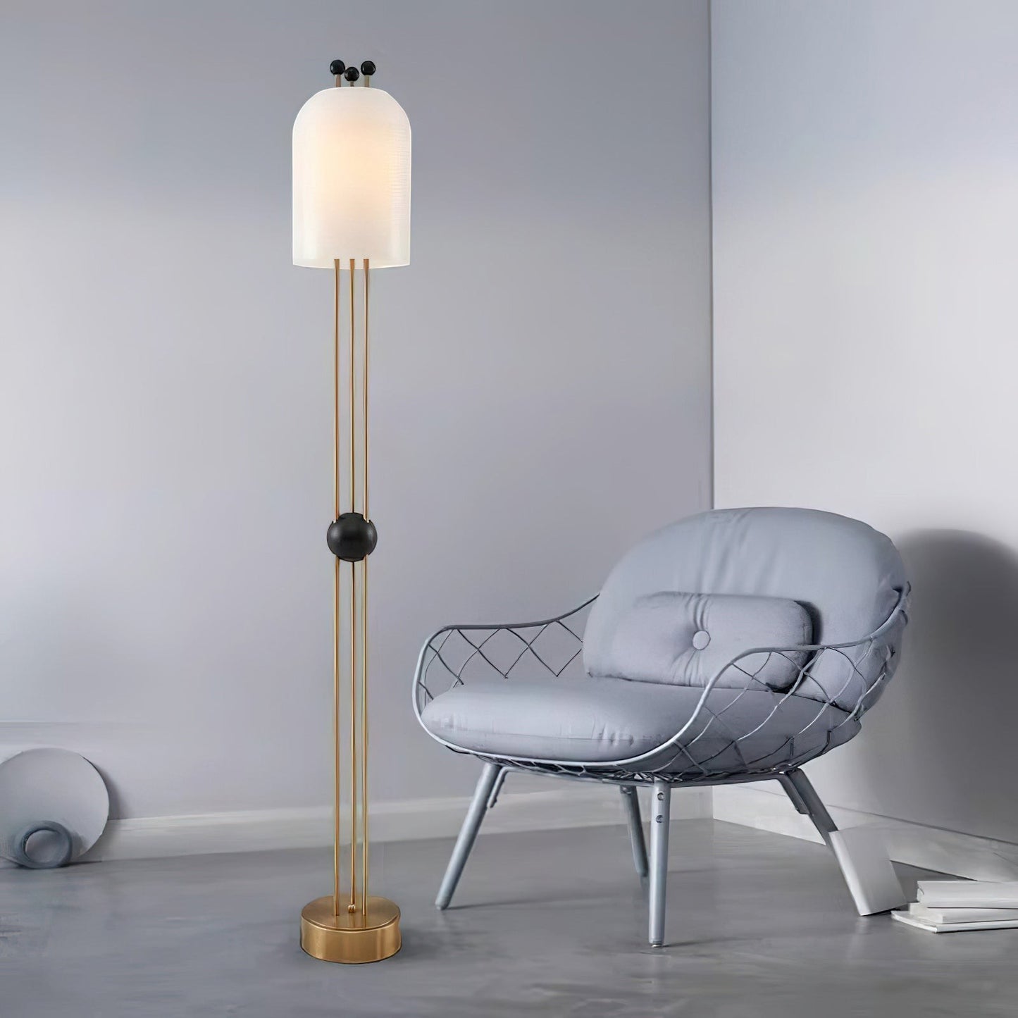 25cm Iron & Glass Scandinavian Floor Lamp | 61cm Slim Nordic E26