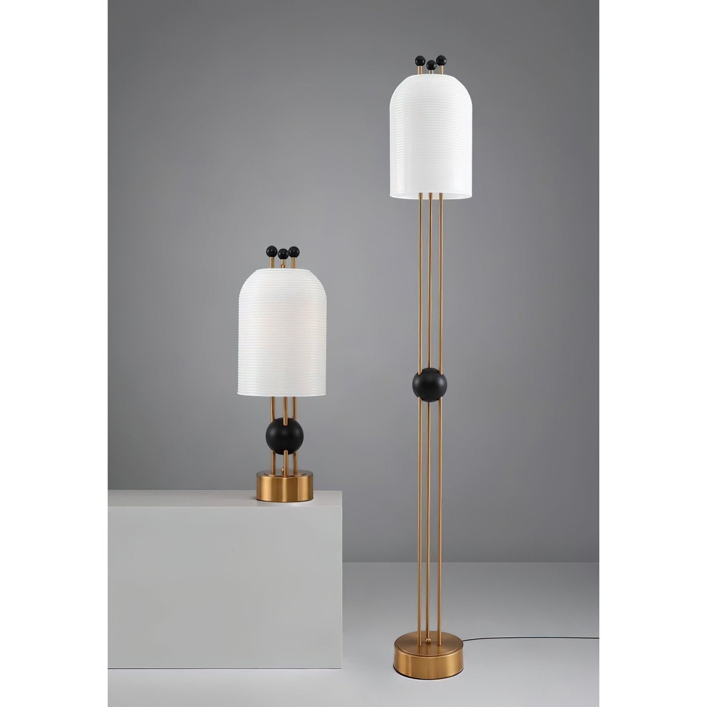 Gold Iron Sphere-Accent Table Lamp | Textured Glass Art Deco 65cm