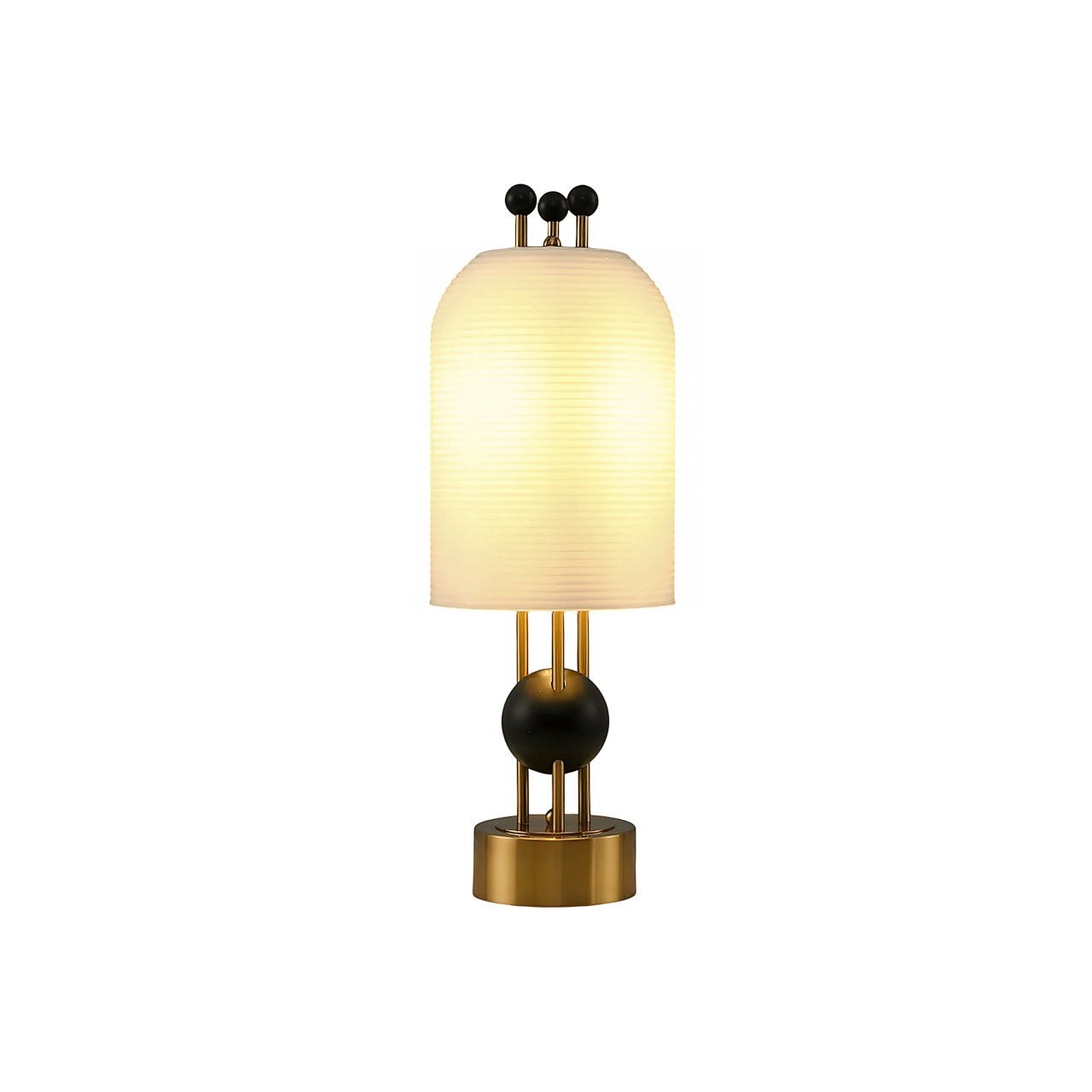 Gold Iron Sphere-Accent Table Lamp | Textured Glass Art Deco 65cm
