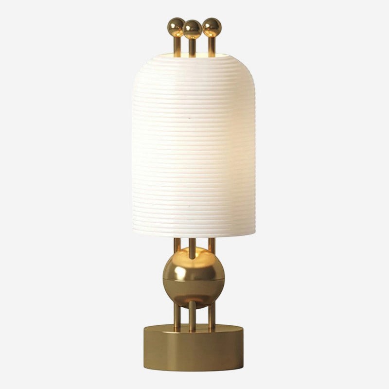 Gold Iron Sphere-Accent Table Lamp | Textured Glass Art Deco 65cm