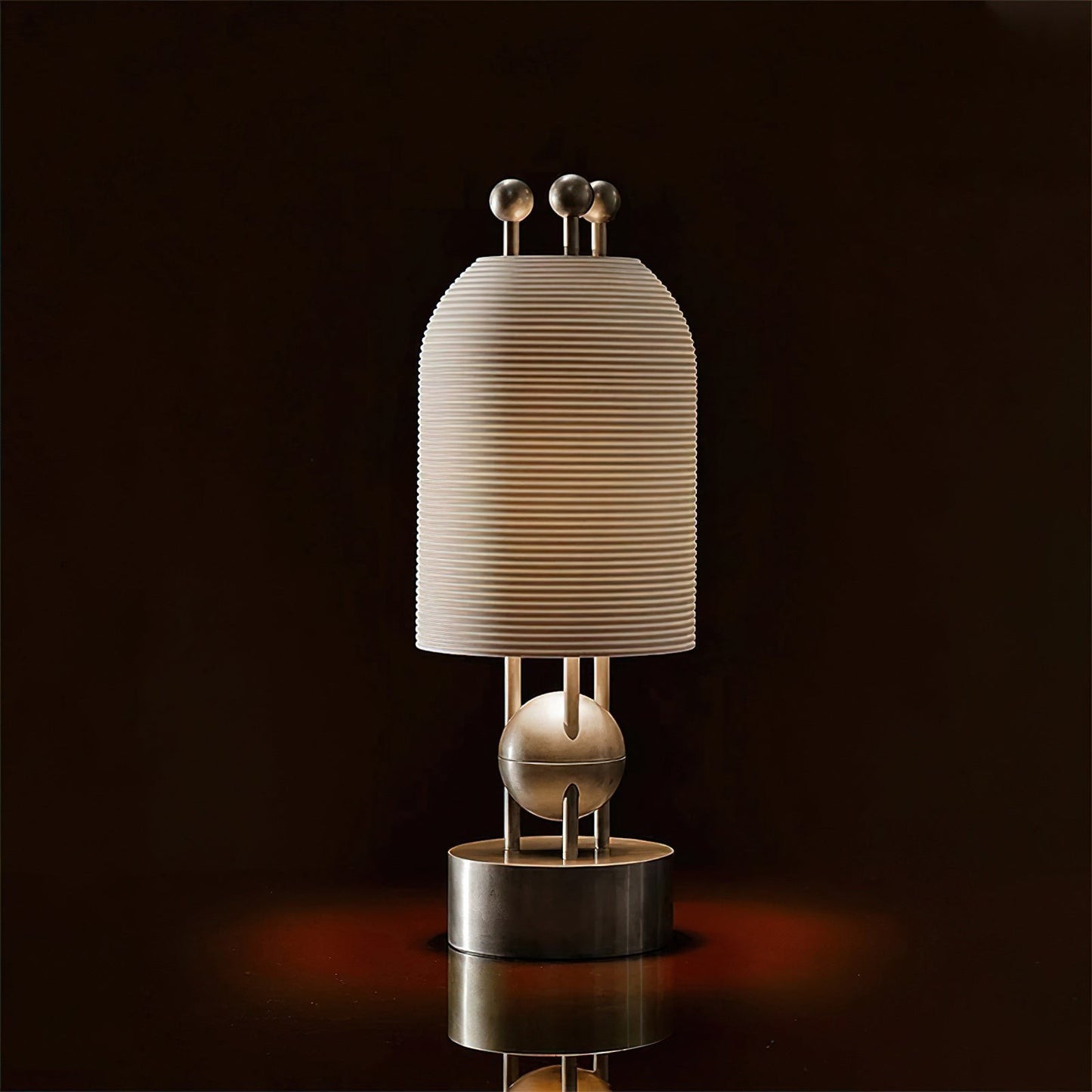 Gold Iron Sphere-Accent Table Lamp | Textured Glass Art Deco 65cm