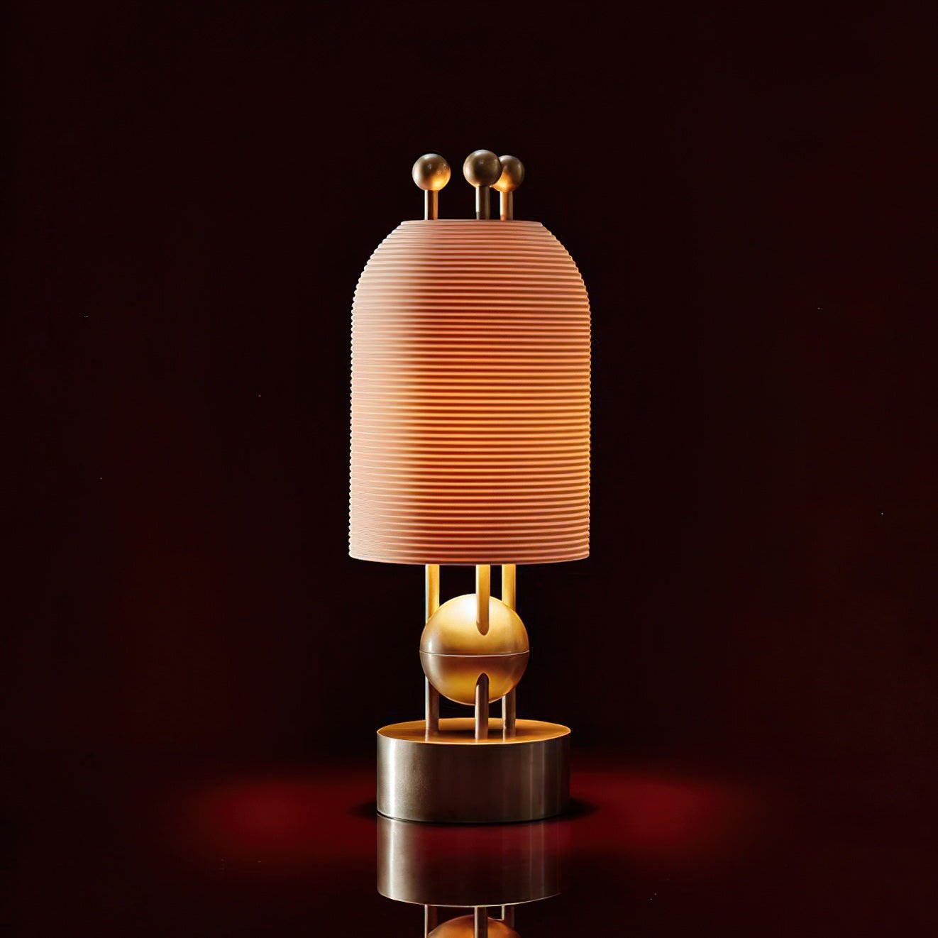 Gold Iron Sphere-Accent Table Lamp | Textured Glass Art Deco 65cm